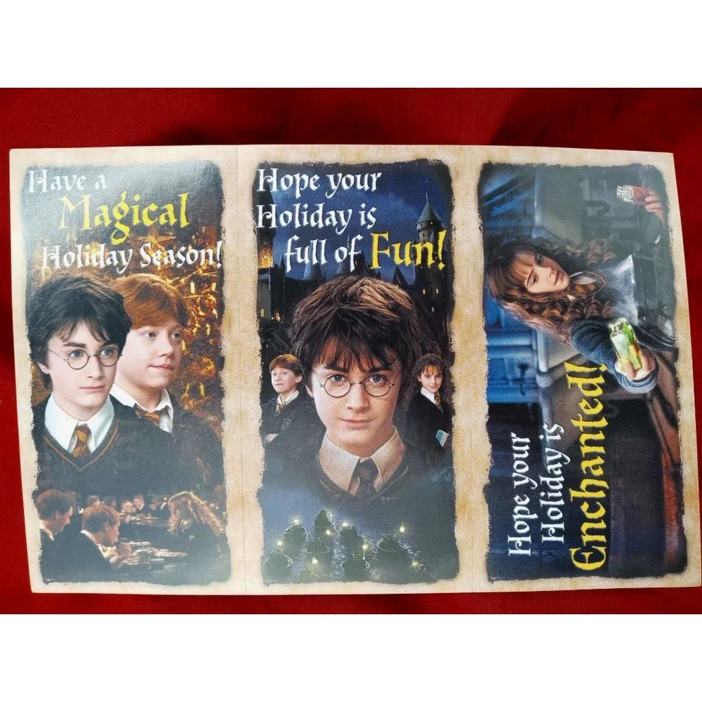 Harry Potter Vintage Christmas Cards Holiday Hogwarts Ron Hermione Papermagic